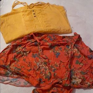 Orange floral skirt